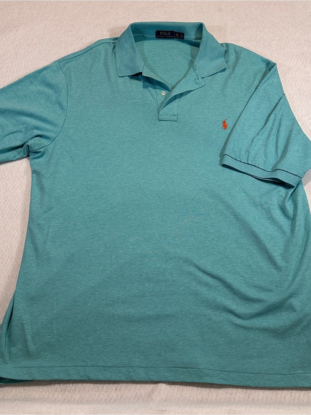 Ralph Lauren XLT/TGL Polo Shirt Teal with Coral Logo. Tall Sz XLT